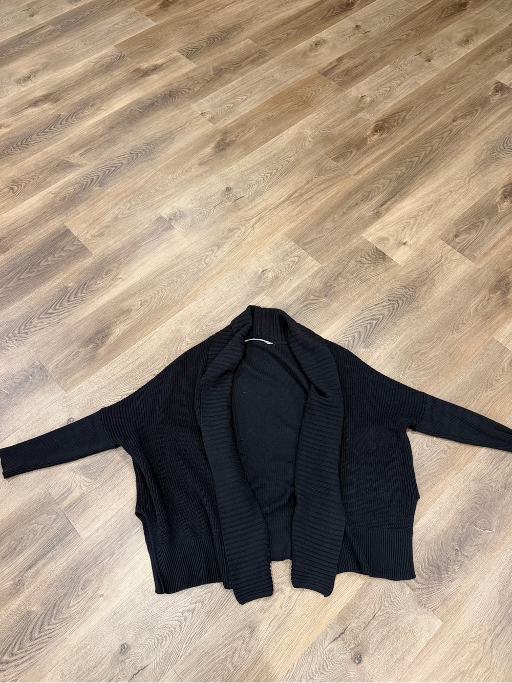 Black Open-Front Shawl Collar Women's Sweater
